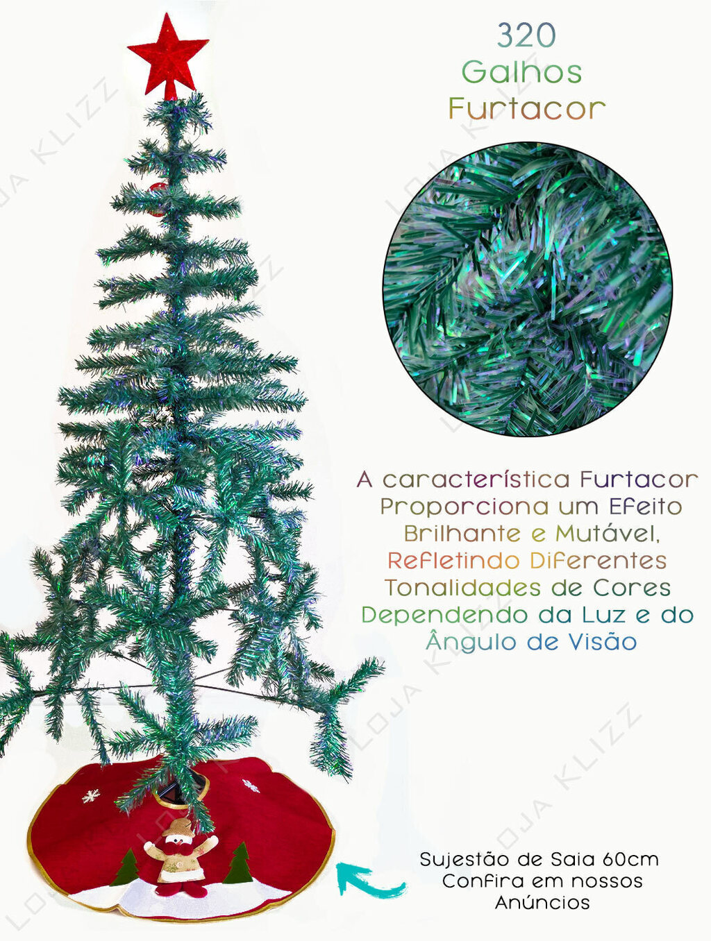 Arvore de Natal Furtacor Shine 1,80m 320 Galhos Premium