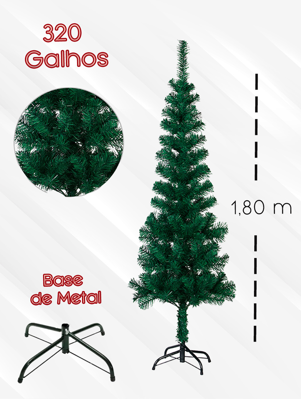 Arvore de Natal Furtacor Shine 1,80m 320 Galhos Premium