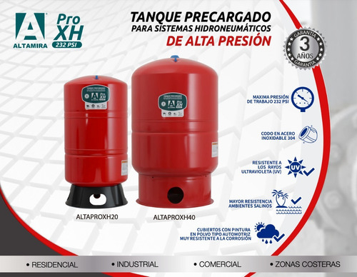 Tanque Precargado Altamira 40 Galones 232 Psi Altapro Xh40