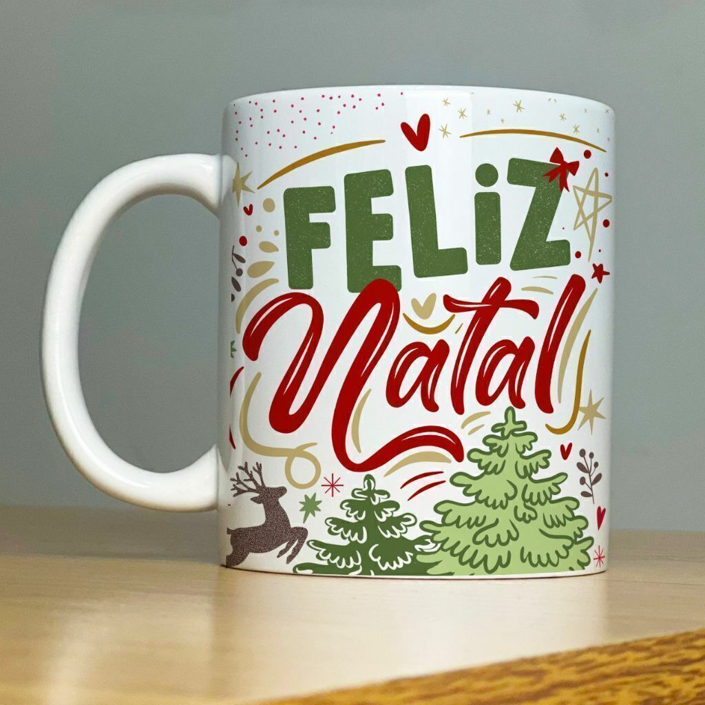 Caneca Feliz Natal Ho-Ho-Ho Repleto De Ha-Ha-Ha Presente - Minha Caneca