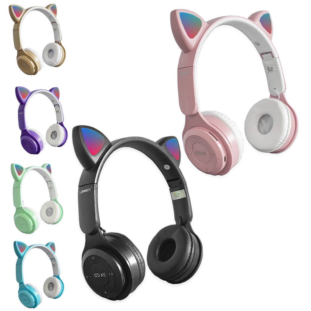 Headset Fone De Ouvido Bluetooth Led Orelha Gato