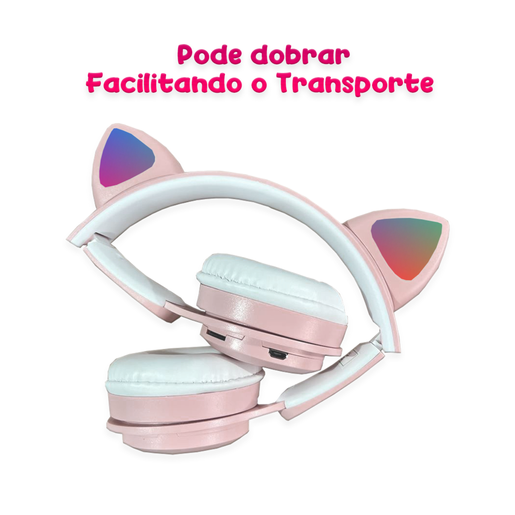 Headset Fone De Ouvido Bluetooth Led Orelha Gato