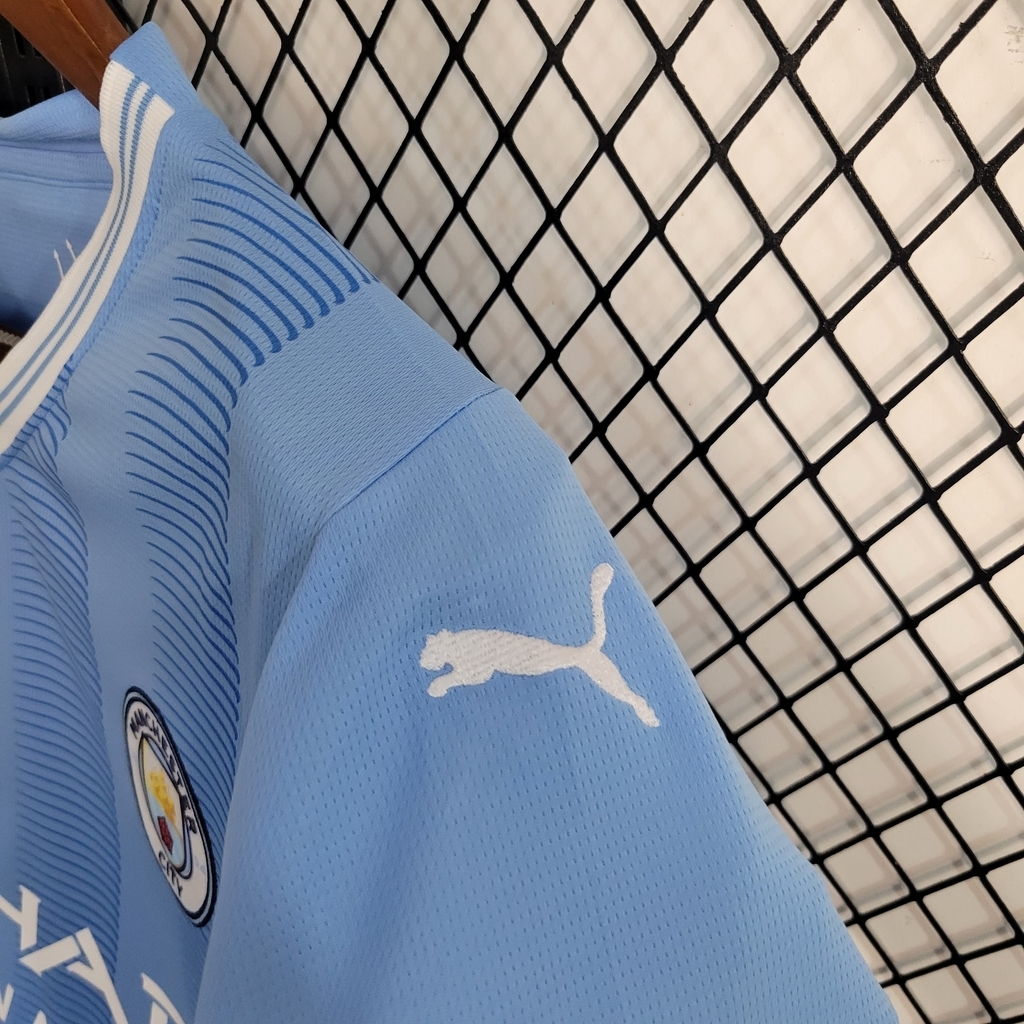 Camisa Manchester City 23/24 AWAY Jogador Masculina, Branco, PUMA