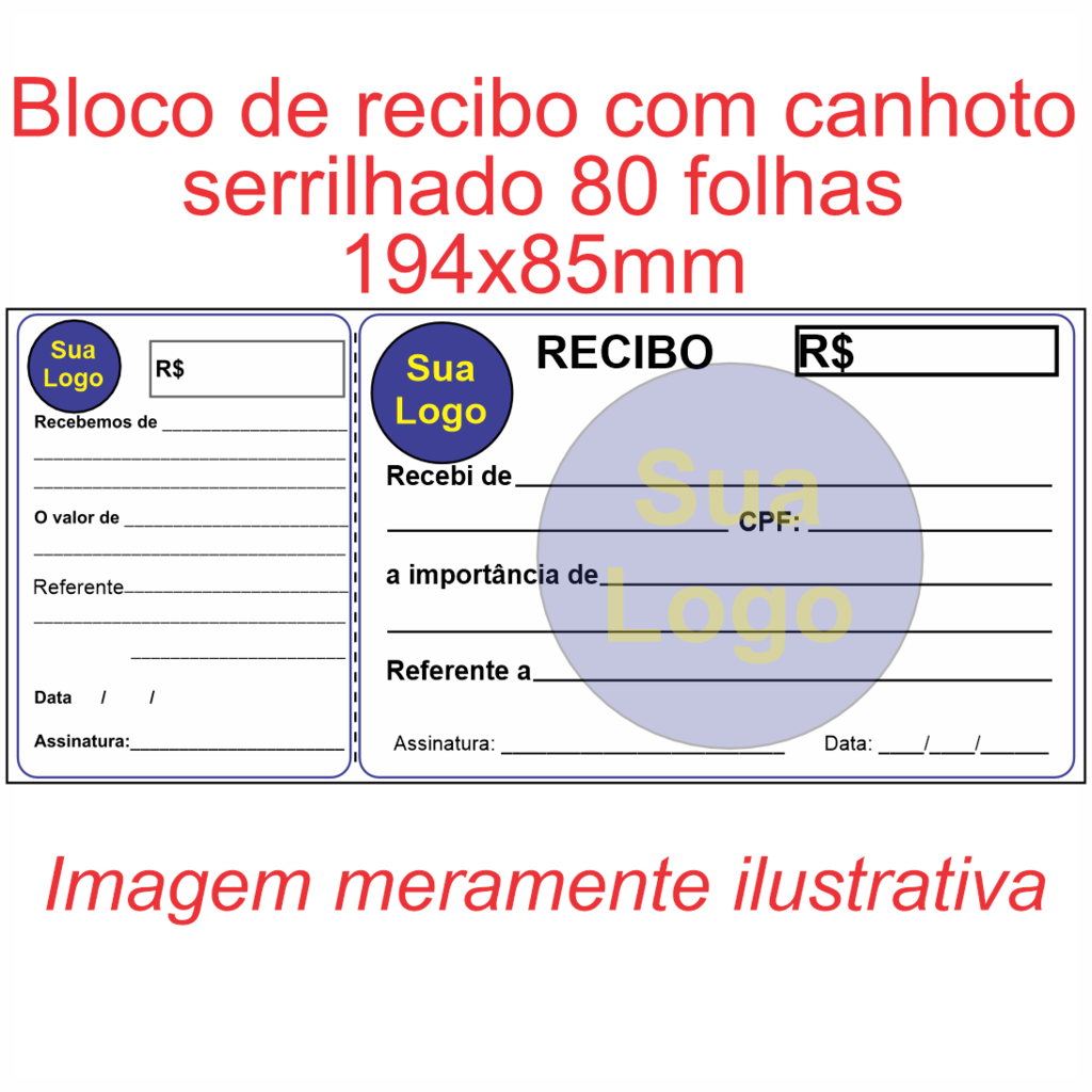 9 Blocos Bloco De Recibo Com Canhoto 80 Folhas 4526