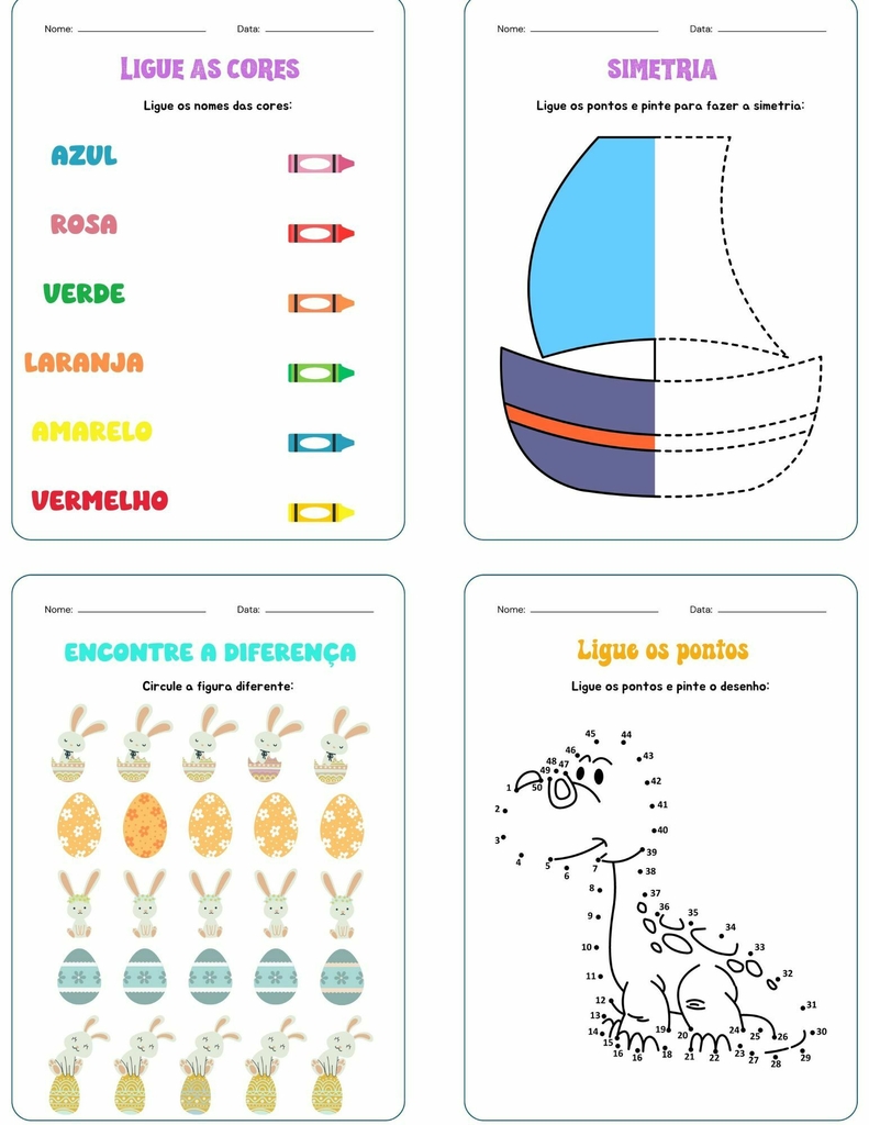 40 ATIVIDADES COM CORES PARA IMPRIMIR NA EDUCAÇÃO INFANTIL