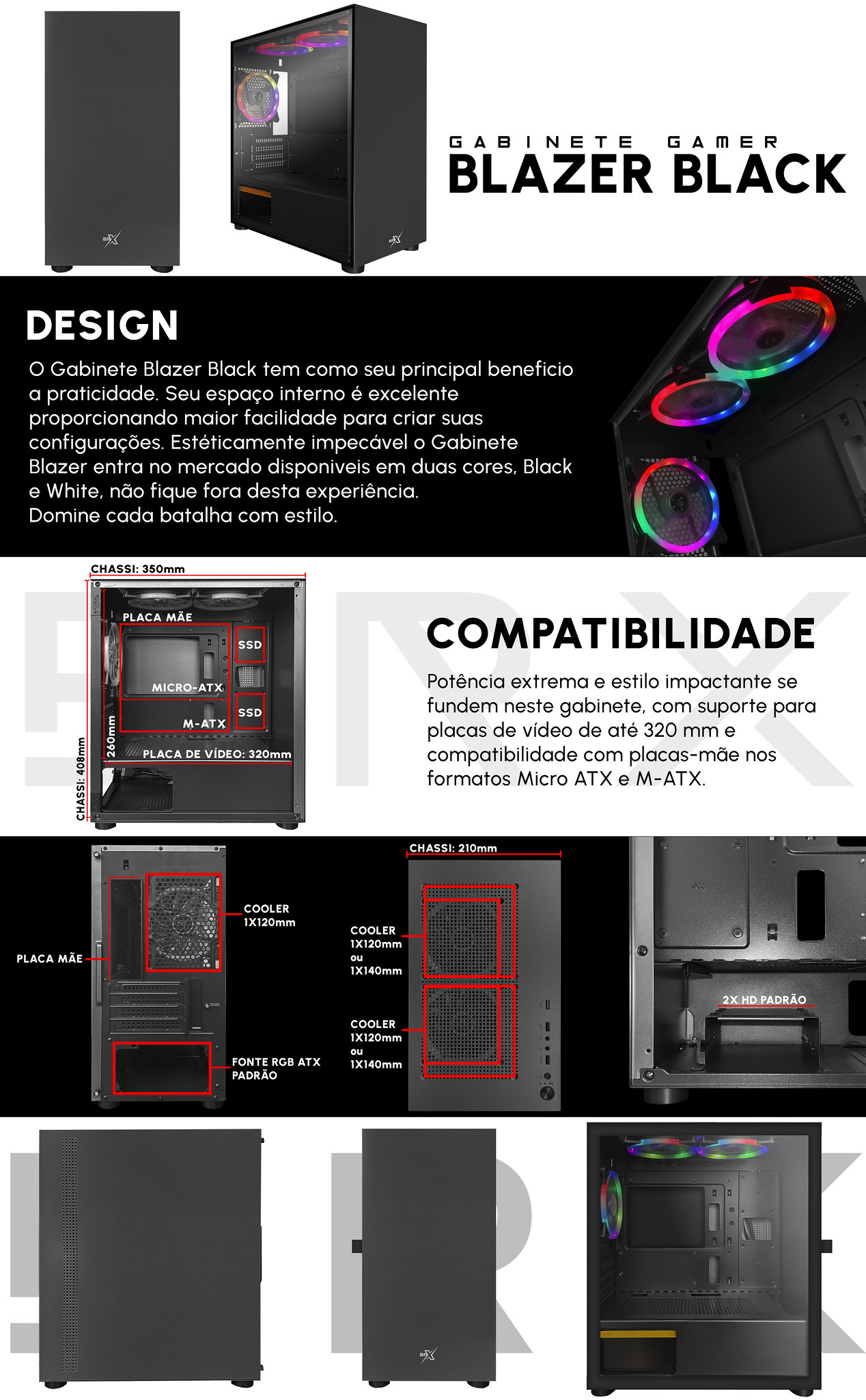 Descrição visual gabinete blazer black