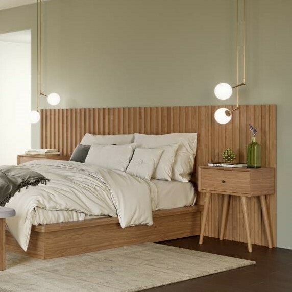 Painel Cabeceira em Madeira Laminado e Ripado Laca. 2,70 ou 3,00m - TW