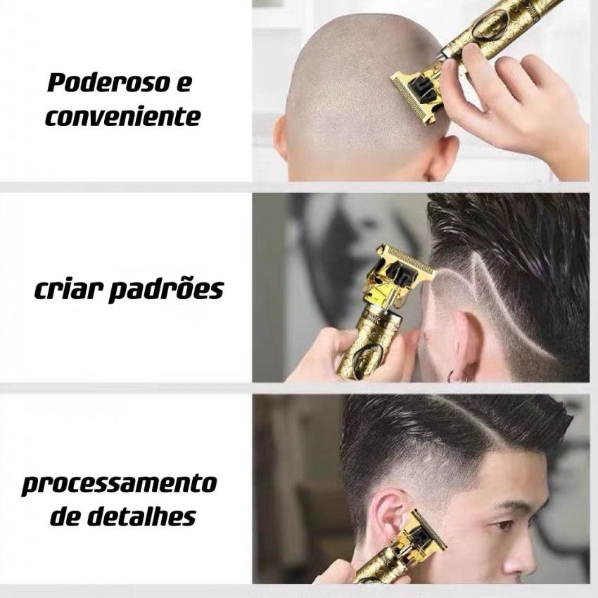 Máquina de cortar cabelo e barba Recarregável Sem Fio Dragão