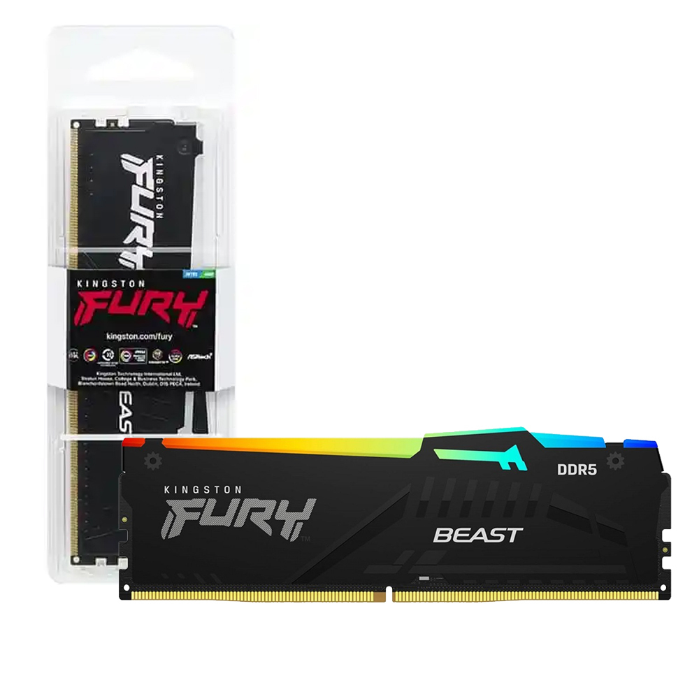 Kingston Kit 32GB (2 x 16GB) DDR5 6000MHz FURY Beast RGB Preto 1R CL36