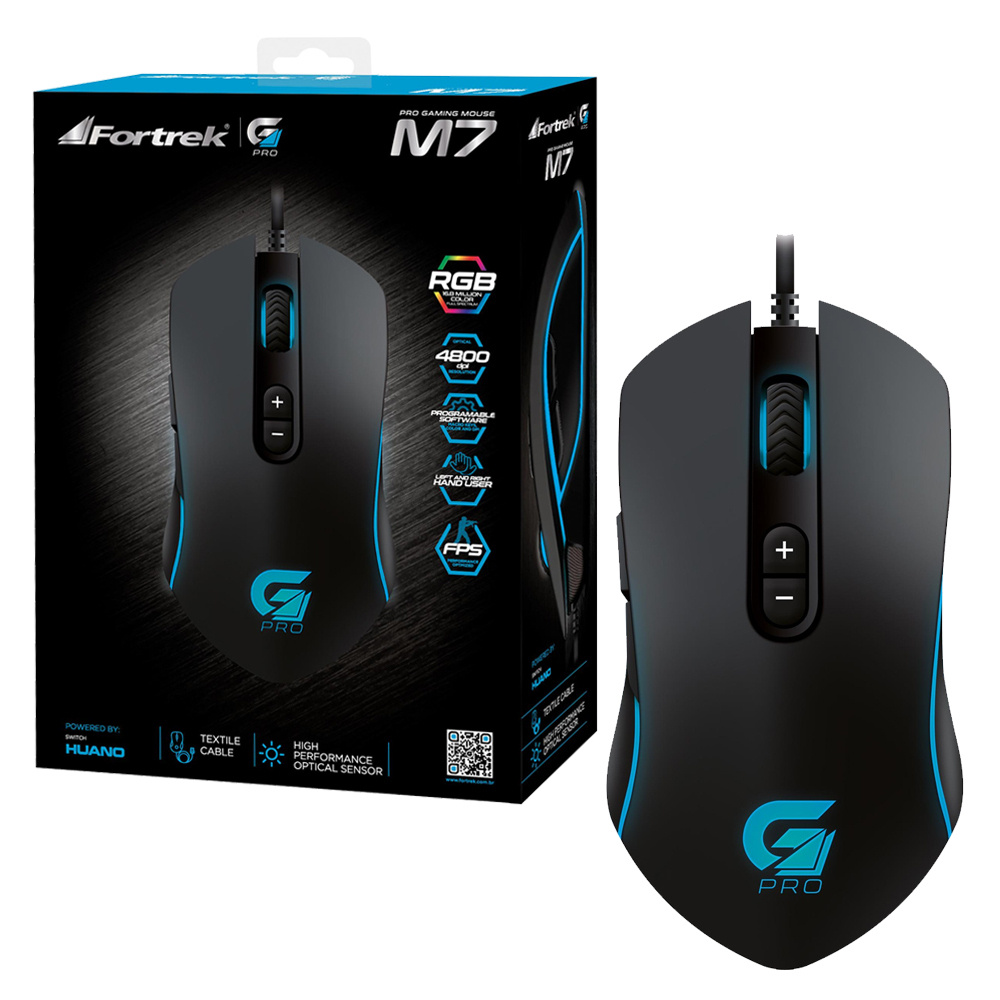 Mouse Gamer Rgb Para Jogo Fortrek Crusader 7200dpi 125hz - LOJA