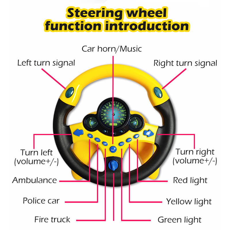 Volante infantil - volante simulação criativa com luz - Carros