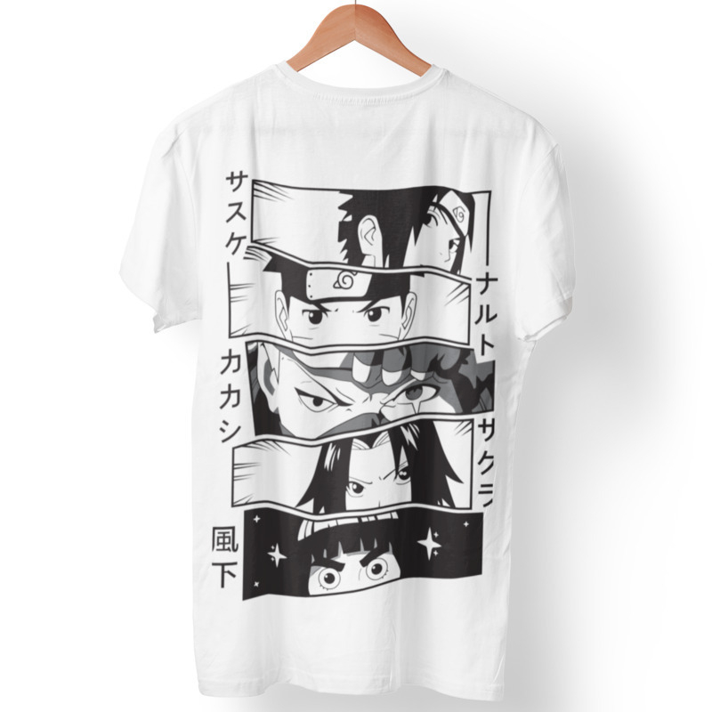 Camiseta Algodão Simbolo Aldeia da Folha Naruto Cor:Branco;Tamanho