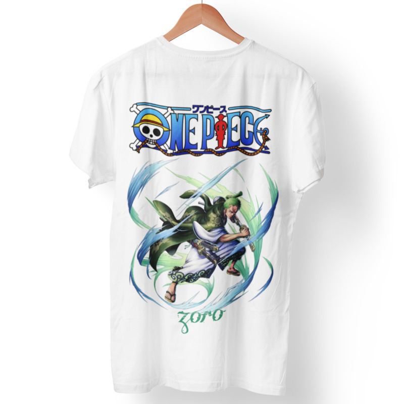 Camiseta T-Shirt Anime One Piece Personagens Luffy Zoro  Cor:Branco;Tamanho:P