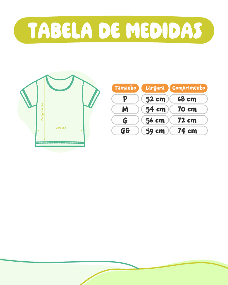 tabela de medidas do pijama adulto