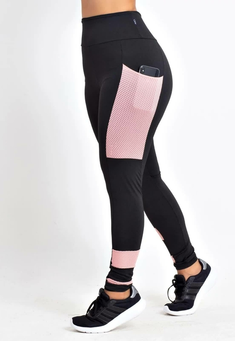 Calça Legging Fitness Academia Preta com Detalhe Lateral em Vivo Branco  Cintura Alta REF: SV36 - Racy Modas