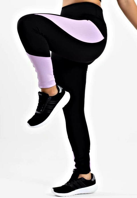 Calça Legging Fitness Academia Preta com Detalhe Lateral em Vivo Branco  Cintura Alta REF: SV36 - Racy Modas