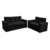 Conjunto 2 e 3 Compact 5 lugares encosto fixo Preto