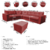 Imagem do Sofá de canto oriente com chaise 6 lugares Vermelho