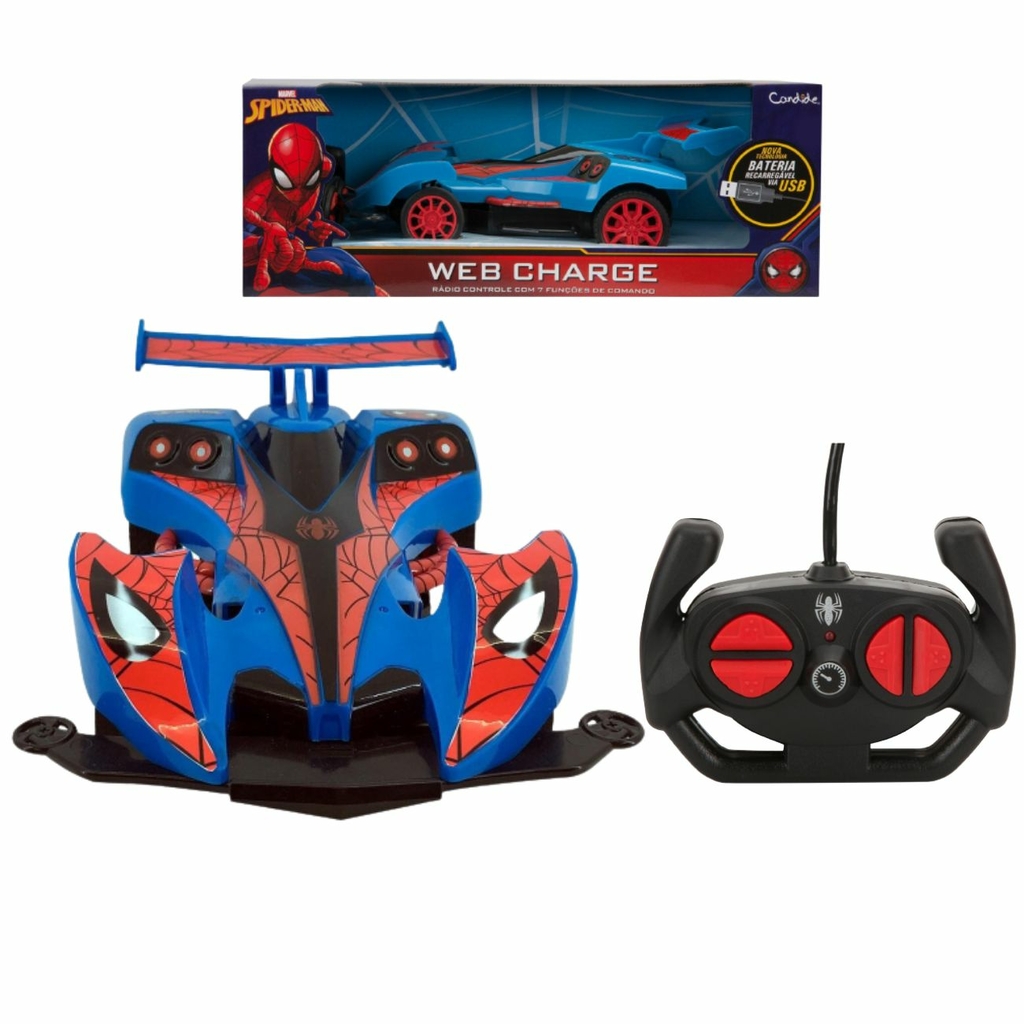 Carrinho de Controle Remoto - Homem Aranha - 7 Funções Spin Revolution -  Real Brinquedos