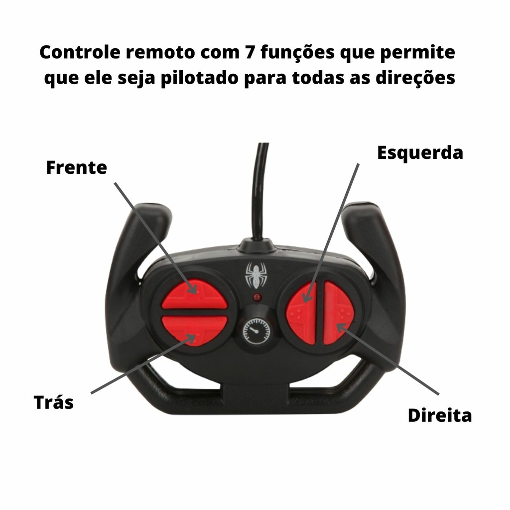 Carrinho Homem Aranha Controle Remoto 7 Funções Bateria