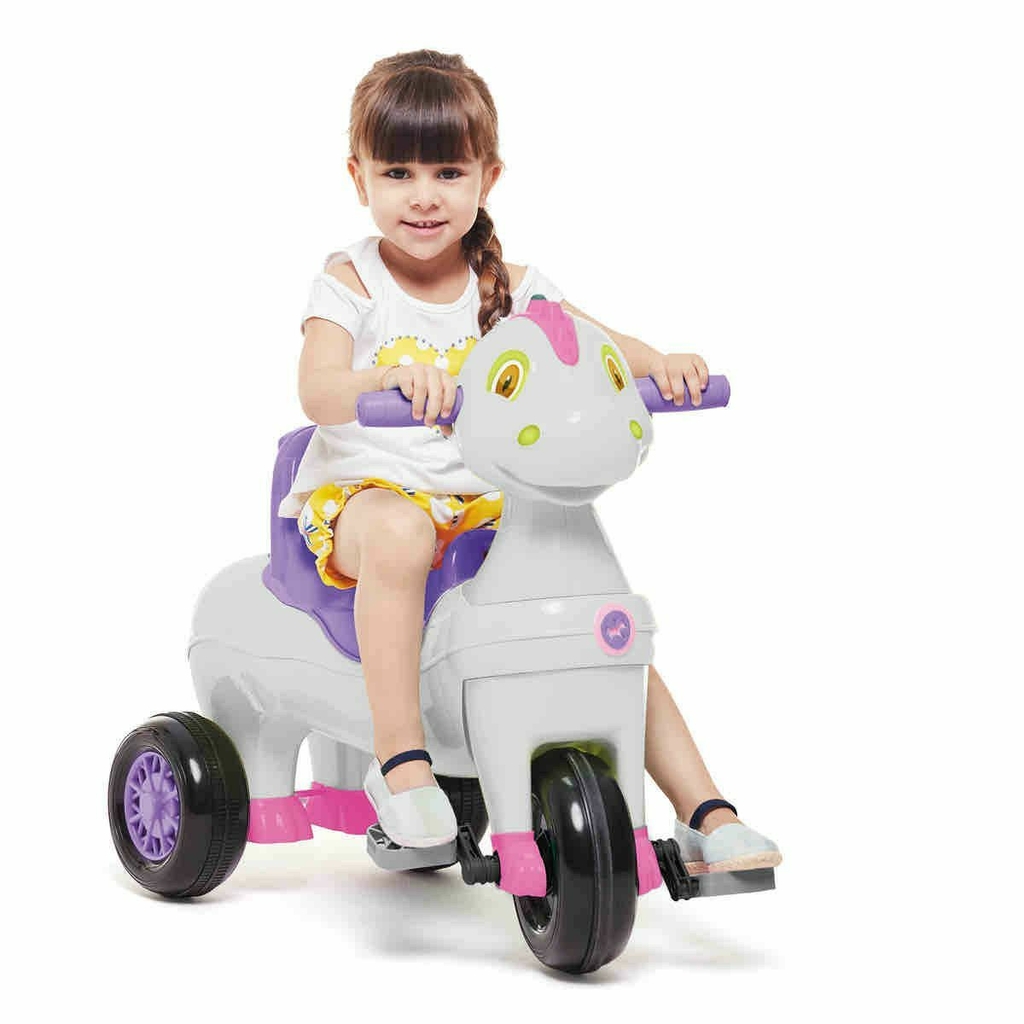 Triciclo Motoca Infantil Dino Rosa Motoca Para Bebe Com Proteção e