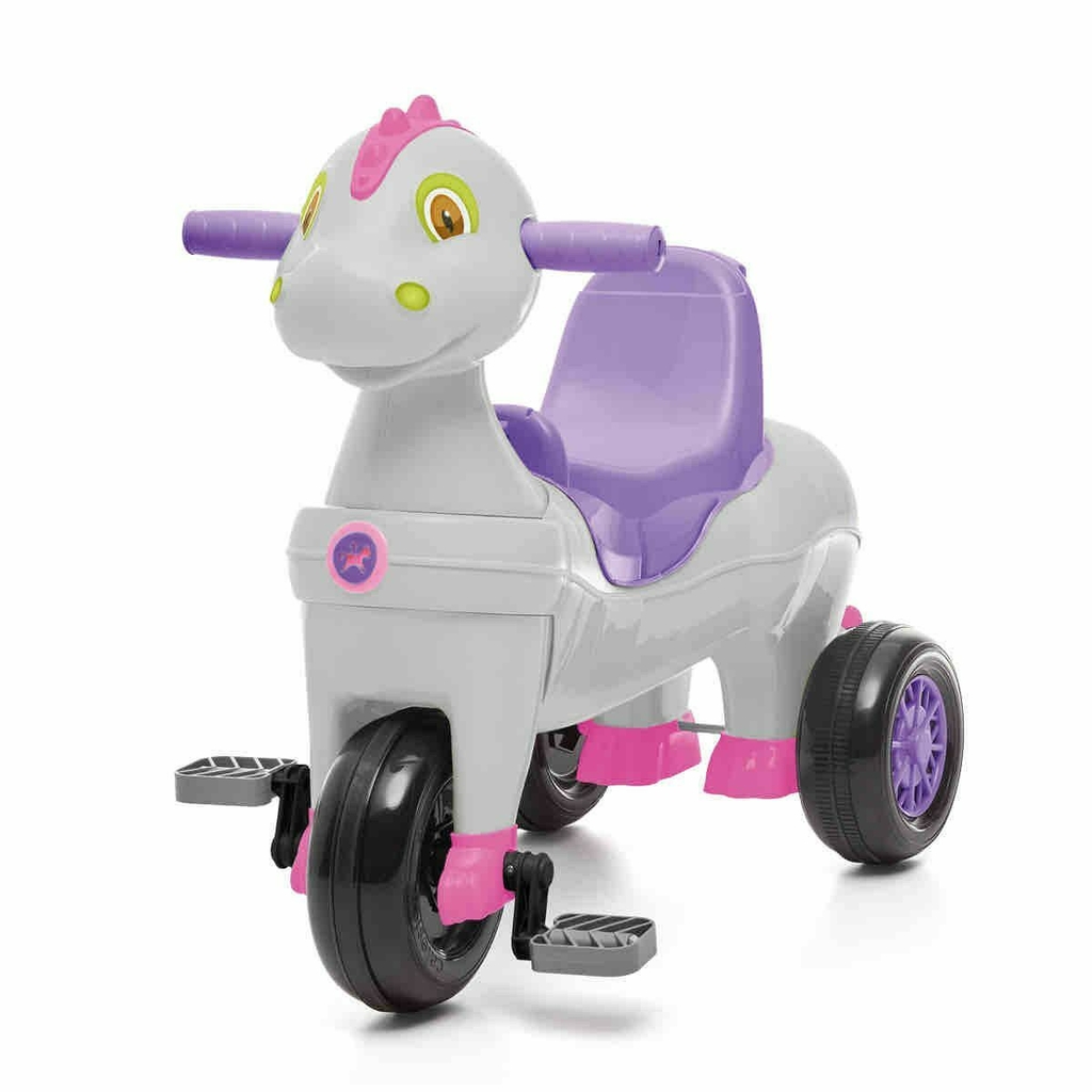 Triciclo Infantil Empurrador Unicórnio Fantasy Calesita Rosa