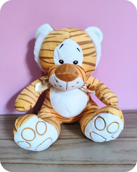 Tigre Fofinho Sentado Com Laço 23cm - Pelúcia- Safári Africa