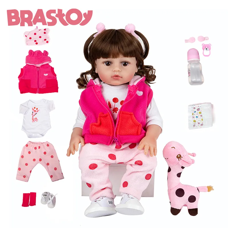 Boneca Bebê Reborn Silicone Menina com Girafa Original 48cm :  : Brinquedos e Jogos