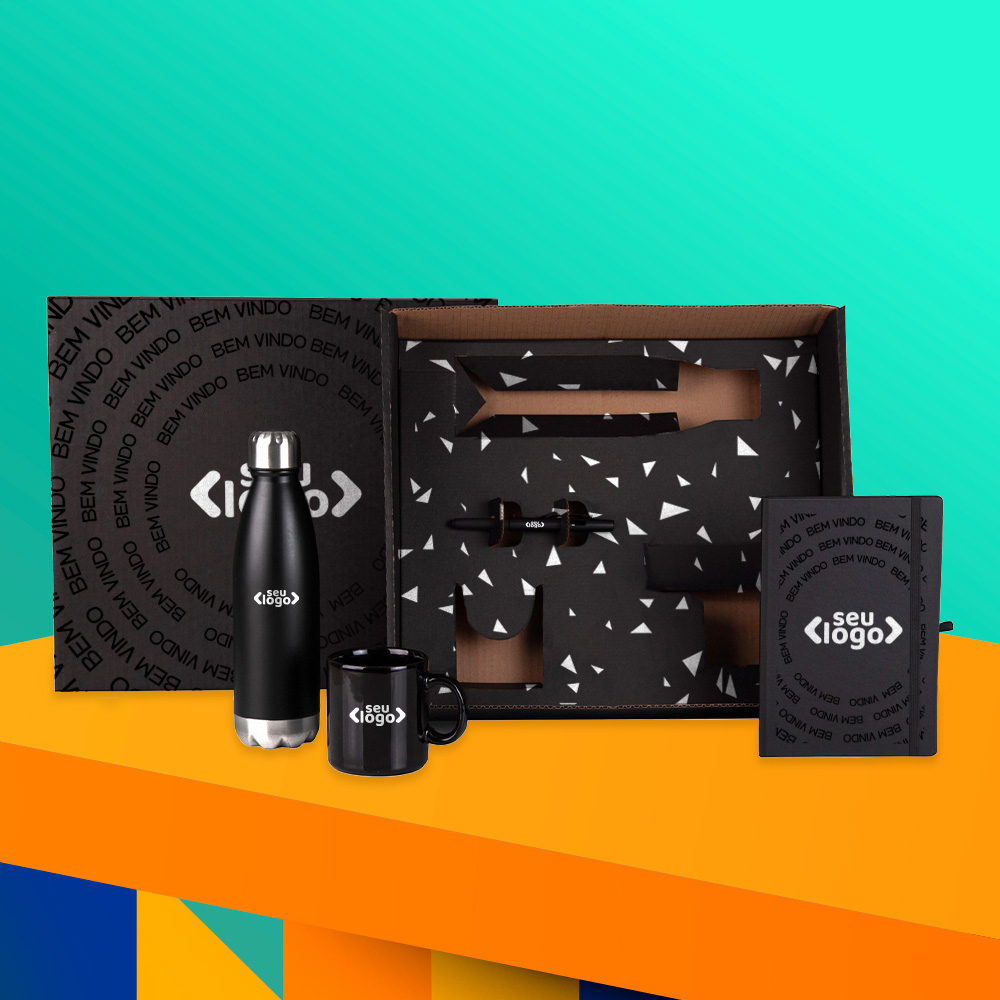 Black Signature Kit - Garrafa Preta, Moleskine, Caneca e Caneta
