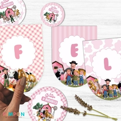 Kit imprimible personalizado - la granja de zenon (rosa) - tienda online