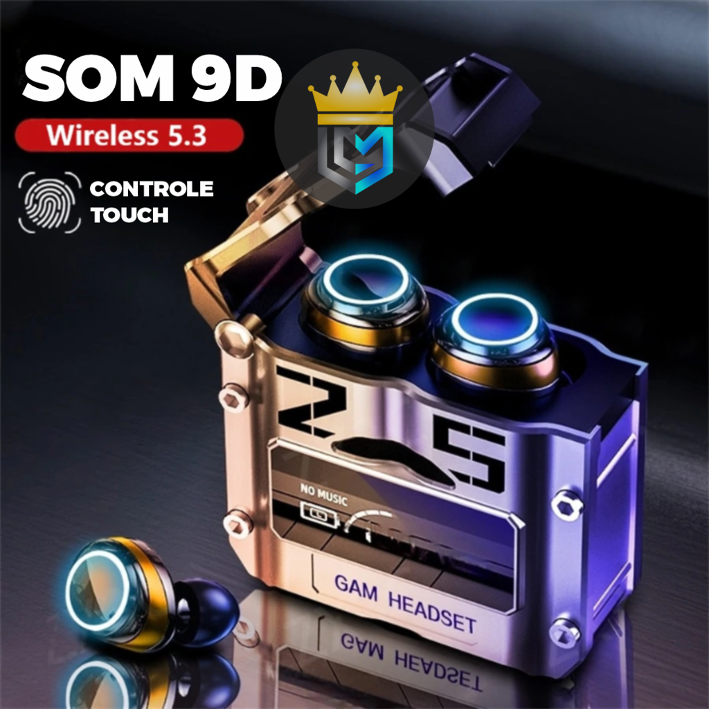 DAM. Fones de ouvido TWS M25 com modo de música e modo de jogo de baixa  latência, tela indicadora de carga. Base de carregamento de 300 mAh. - DAM