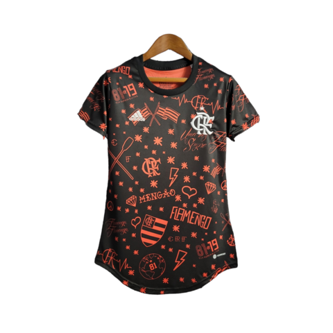 Camisa Oficial Adidas Cr Flamengo I 23/24 Feminina Vermelho e Preto - Lumman