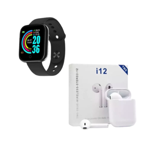 Relógio Smart Digital D20 Masculino / Feminino + Fone S/fio A6s - 01Smart