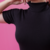 Blusa Básica Meia Malha Com Gola Alta Preta na internet