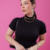 Blusa Básica Meia Malha Com Gola Alta Preta
