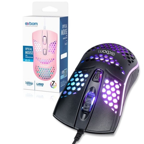 Mouse Gamer Colmeia Usb Ultraleve Led Rgb Macro 7200 Dpi