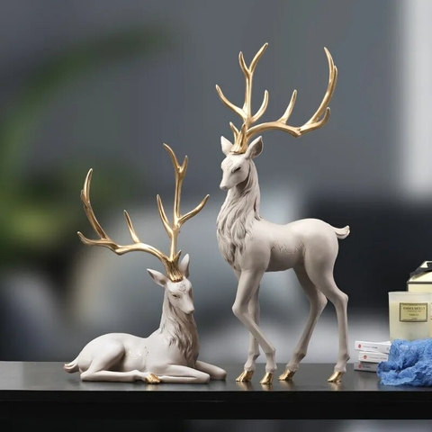 Estatuetas Rei, Rainha E Cavalo - Peças decorativas De Xadrez - Decoração  Cor:Branco