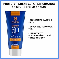 Protetor Solar facial Vegano Esportivo - Anasol An Sport - FPS 60 - loção 60ml - comprar online