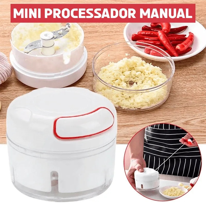 Processador Triturador Manual De Alimentos 3 Lâminas