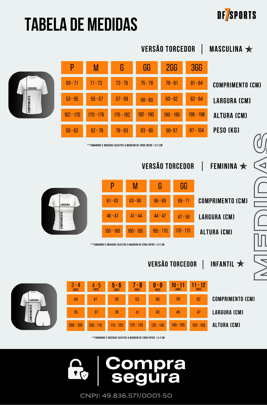 guia de medidas df7 sports camisas de times futebol