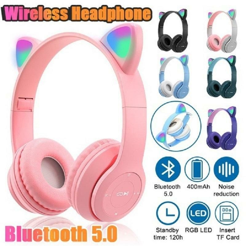 Fone Com Orelhinha De Gato Bluetooth Led Rgb