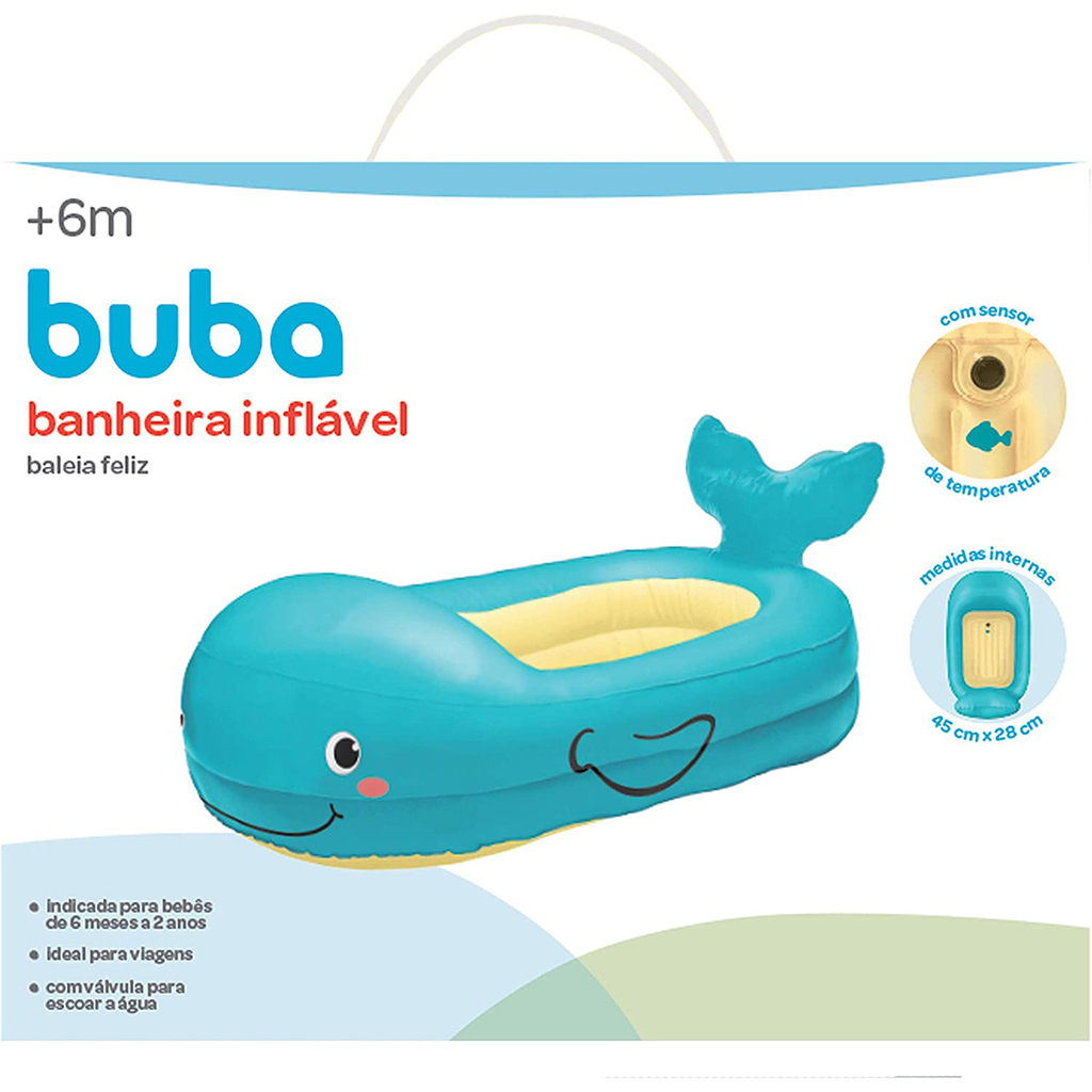 Banheira Inflável Grande Para Bebê Crianças Baleia Feliz