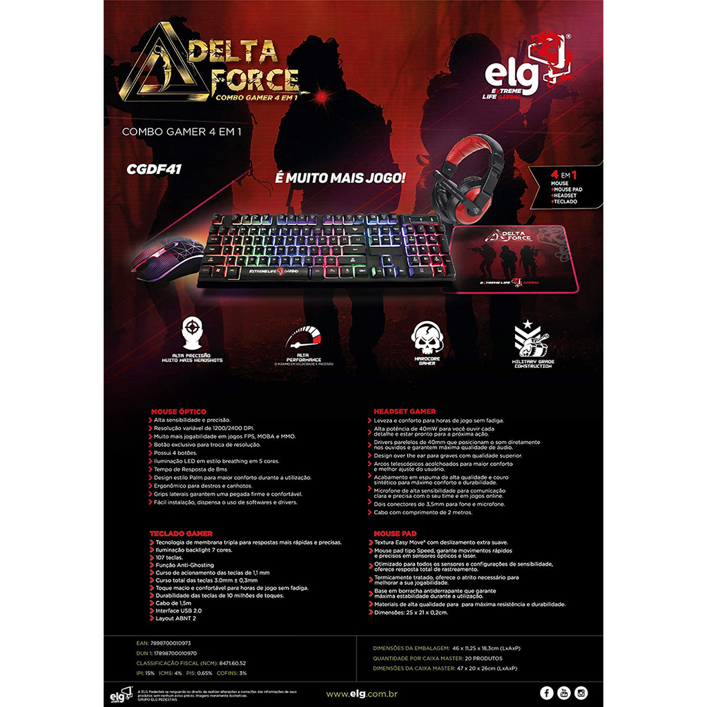 Kit Gamer Led Completo Para Jogos e Stream Mousepad de Jogo