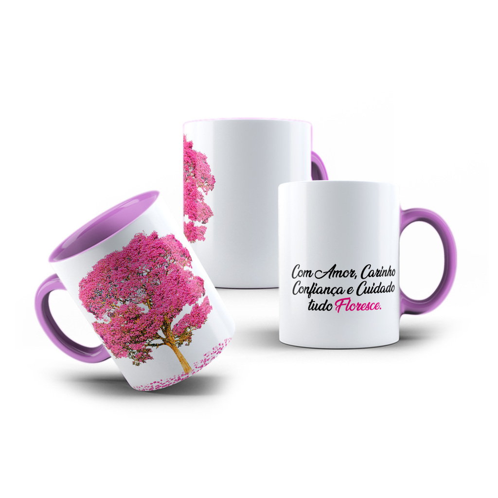 Caneca Porcelana Plantas Flores Flor Cacto Cactos Desenho