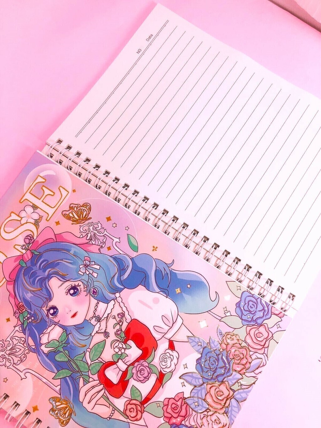 Caderno Roses EmoÇÕes A5 Kawai Fofo Anime MangÁ Espiral Detalhes Em Dourado 8480