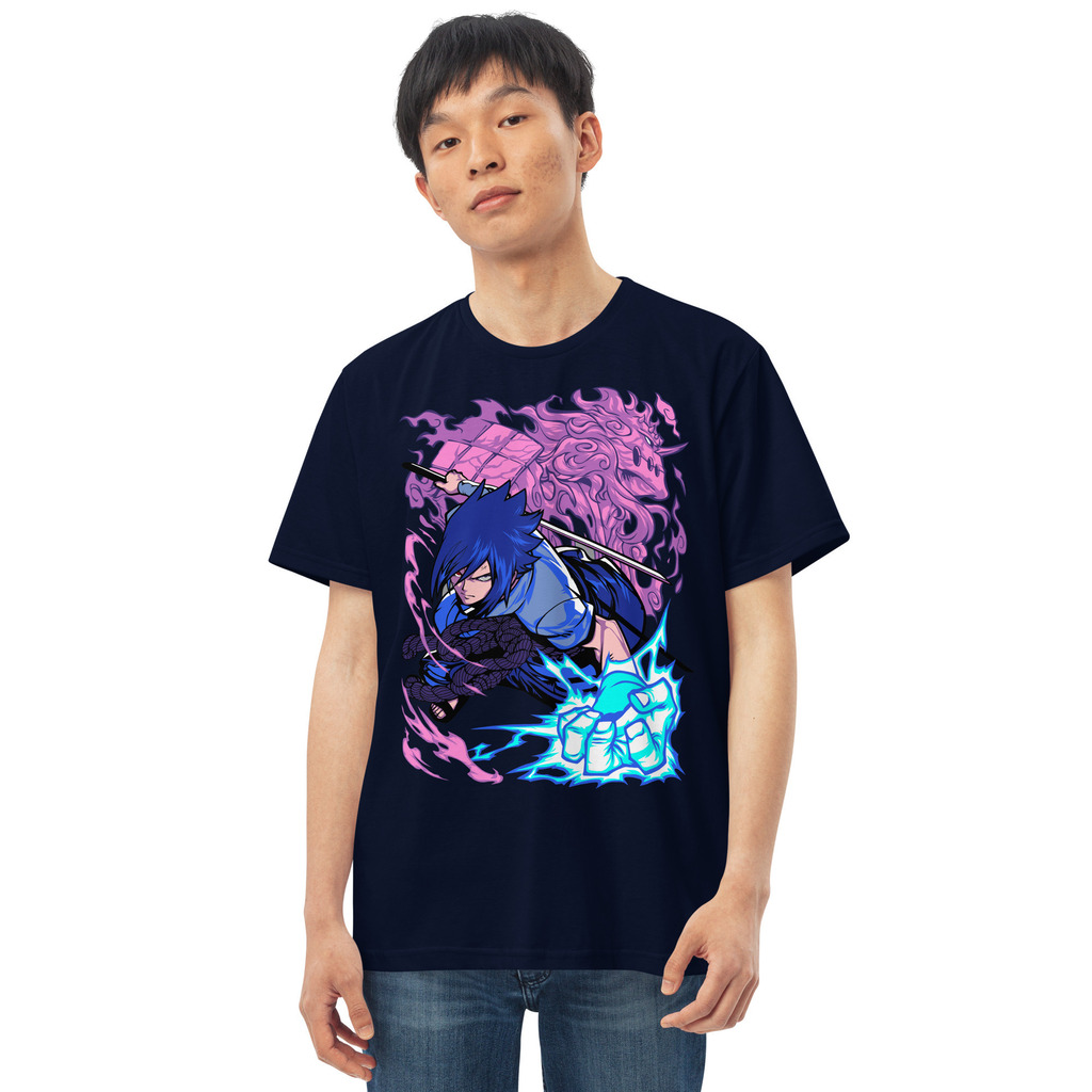 Camiseta masculina Sasuke azul, Naruto