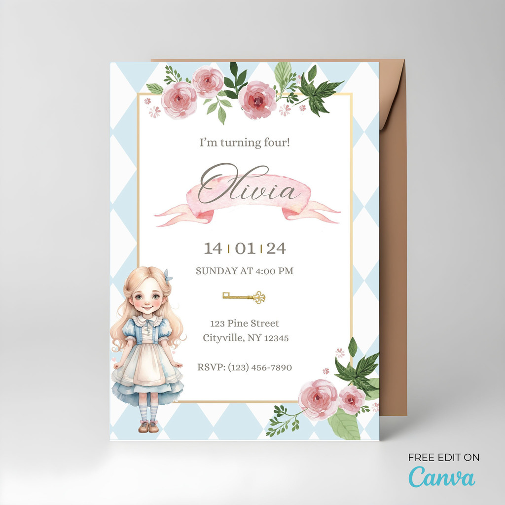 Alice in Wonderland Invitation Printable/alice and Wonderland