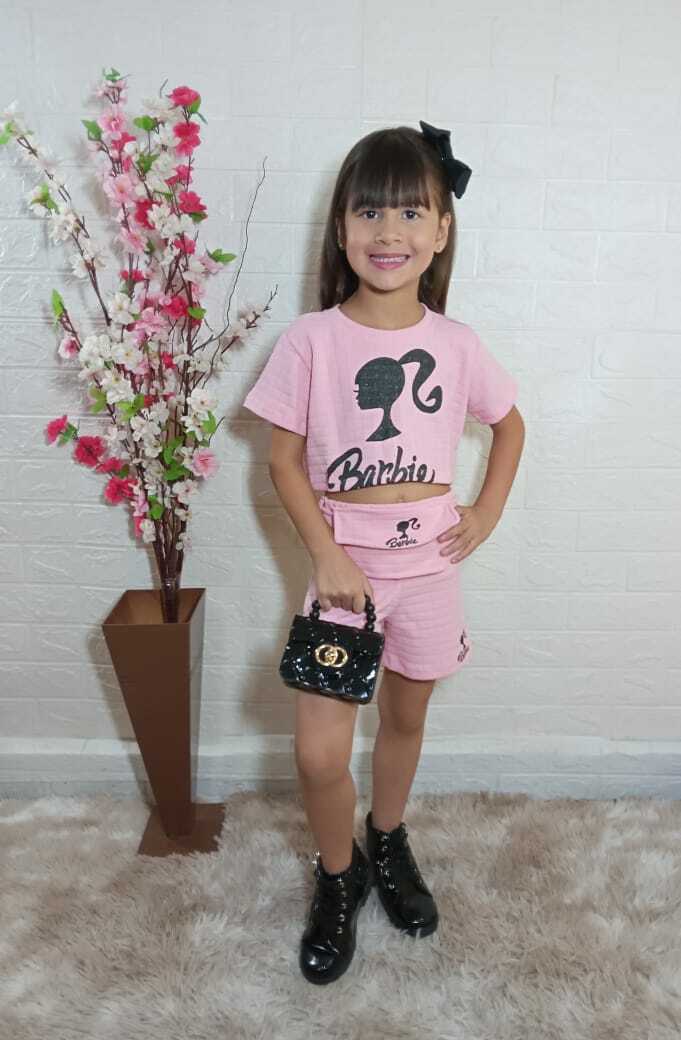 Conjunto Barbie Infantil Menina Moda Blogueirinha Roupas Top