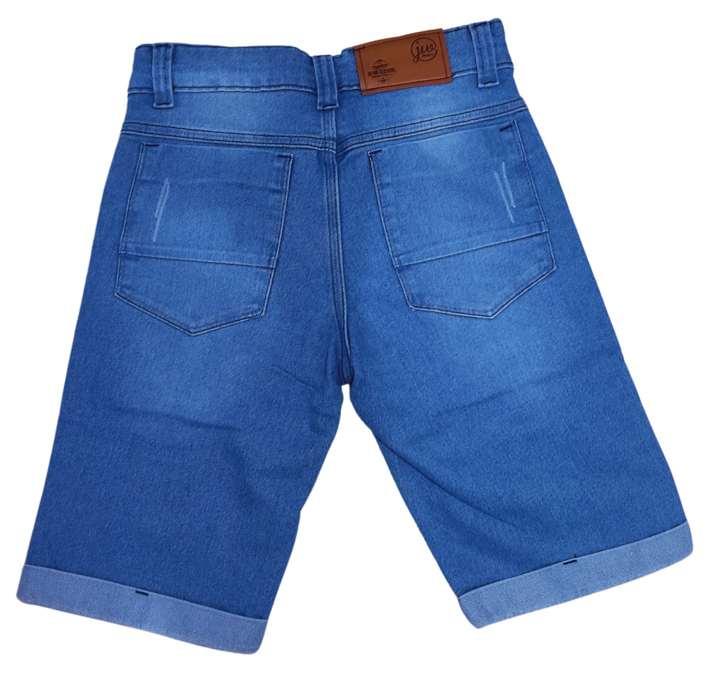 Bermuda jeans masculina com barra dobrada total conforto