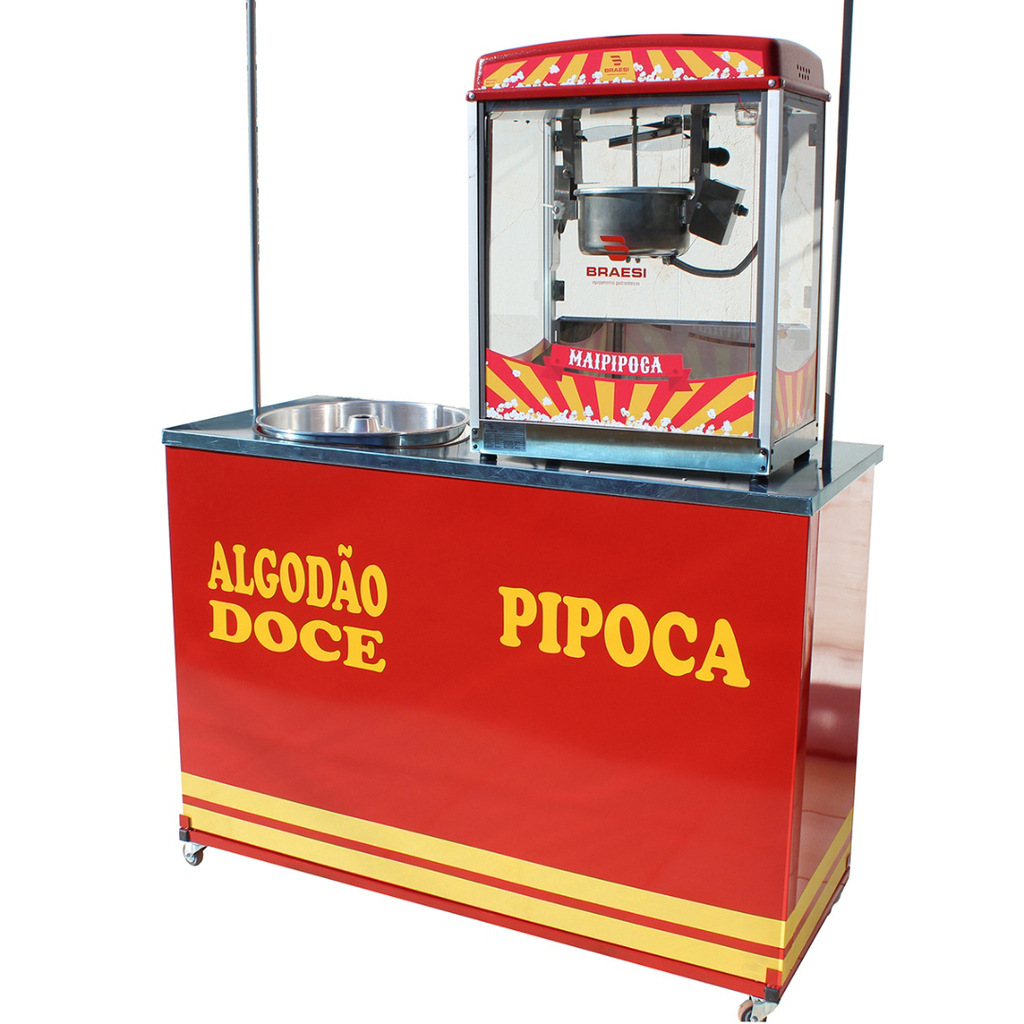 Barraca de algodao doce e pipoca pipoqueira eletrica braesi